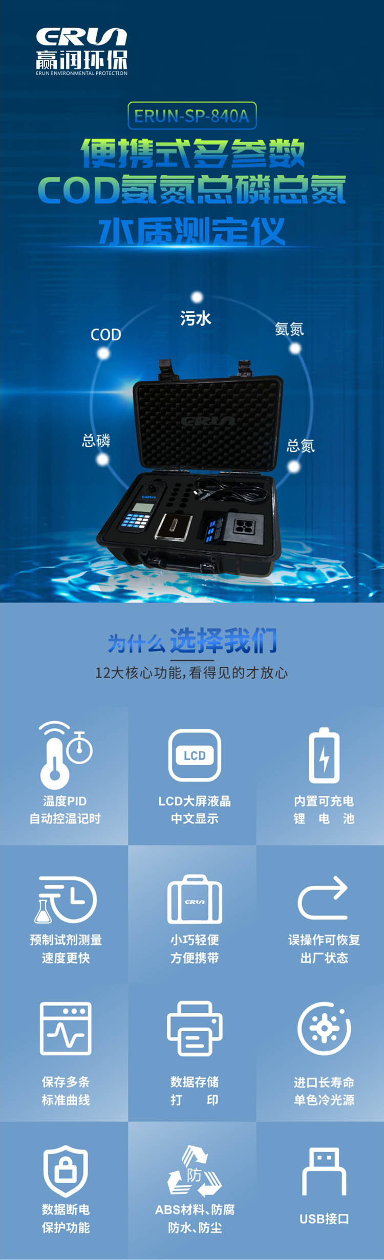 便攜式多參數(shù)COD、氨氮、總磷、總氮水質(zhì)測定儀